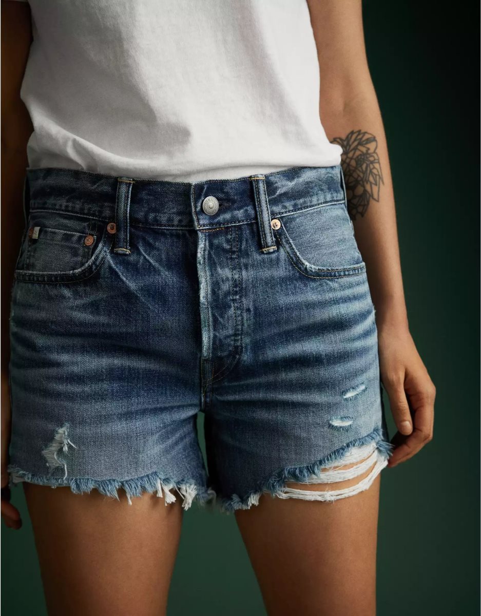 Shorts American Eagle AE77 Classiche Denim Indigo Lavage Femme | XQX-45365068